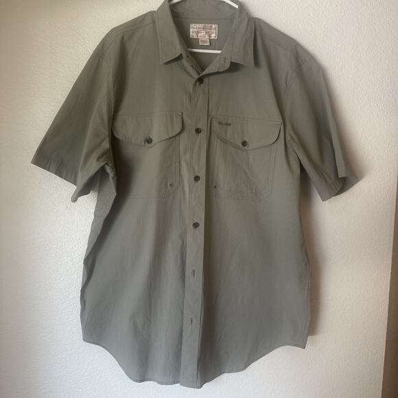 Filson Garment Seattle Button-up Short Sleeve Shirt Grey Large - Picture 1 of 5